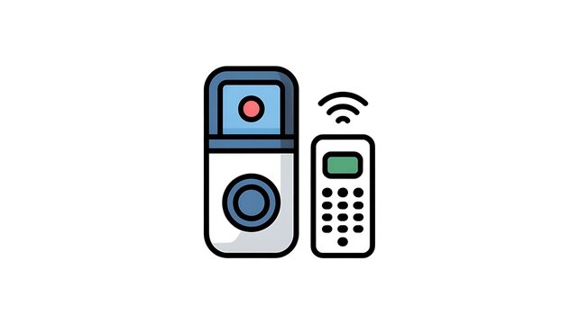 Smart video doorbell and remote controller icon