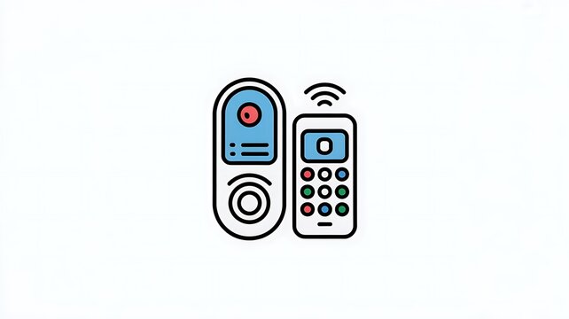 Smart doorbell and remote control icon set