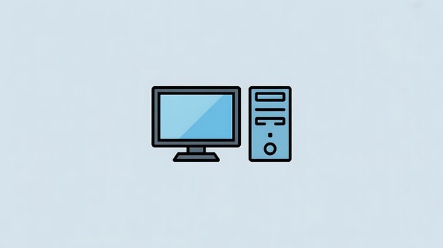 Desktop computer icon with monitor and tower
