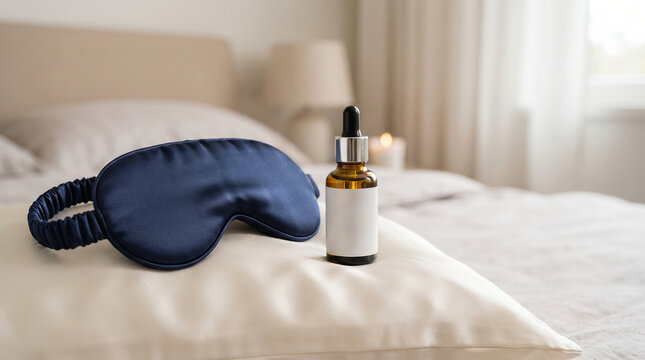 Relaxing bedtime routine preparing for a night of restorative sleep, combining effective skincare with comfort elements for enhanced wellness and beauty