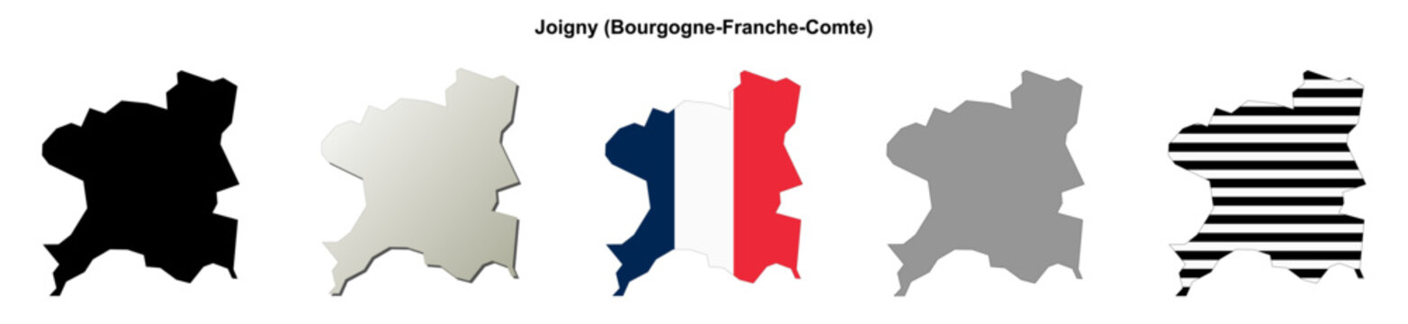 Joigny (Bourgogne-Franche-Comte) blank outline map set