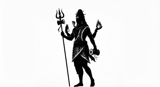 lord shiva standing pose silhouette art