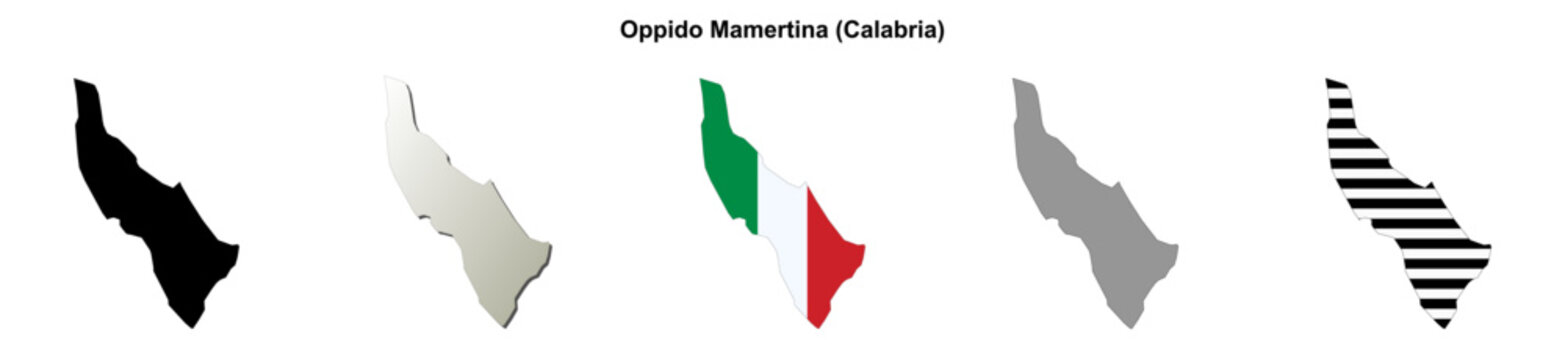 Oppido Mamertina (Calabria) outline map set