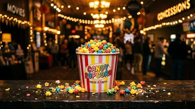 Brightly colored popcorn, highlighting snack variety, ideal for party decoration or entertainment