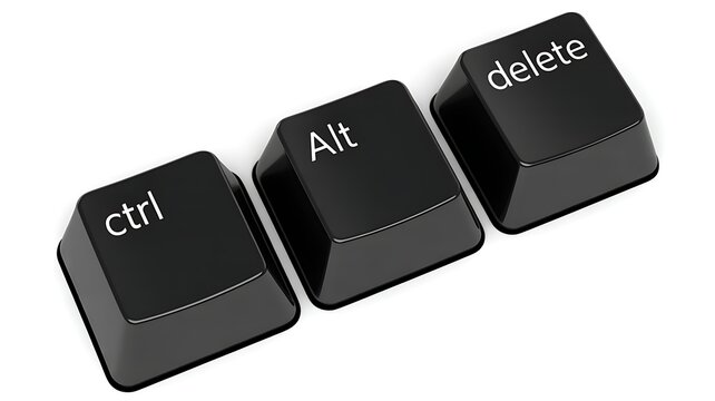 Ctrl Alt Delete Computer Keyboard Keys on White Background