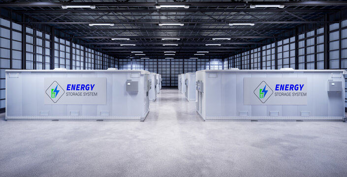 Energy storage systems or battery container units in factory