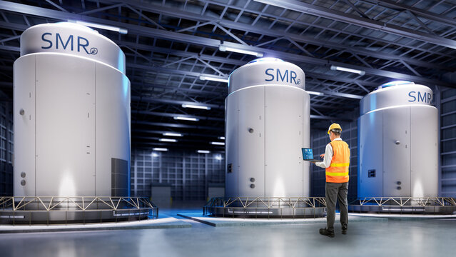 Engineer work at small modular nuclear reactors power plant