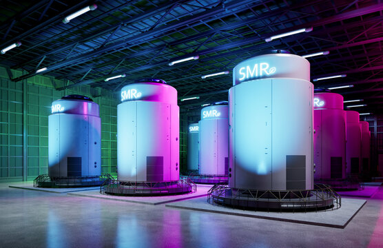 Group of smr or small modular nuclear reactors power plant