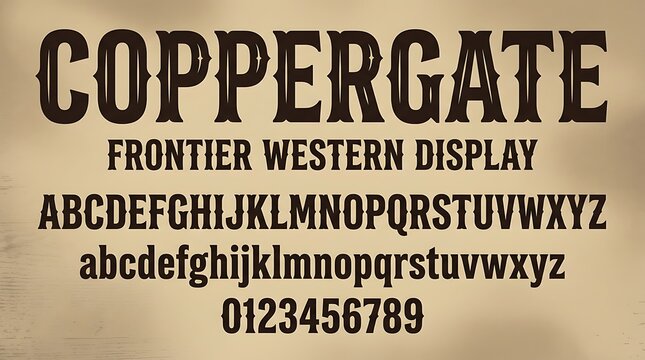 Vintage Western Display Font Coppergate with Alphabet and Numbers