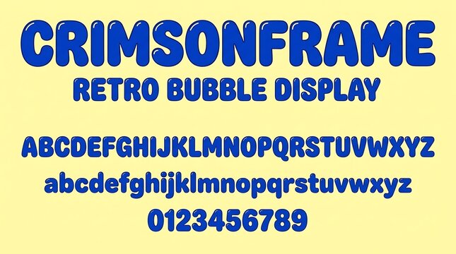 Crimson Frame Retro Bubble Display Font Alphabet and Numbers