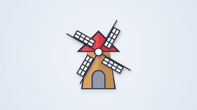 Stylized 2D Windmill Animation for Sustainable Energy and Agriculture Concepts