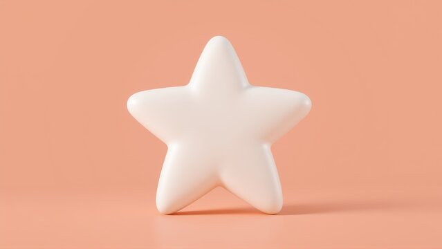 Pale star object rests upon soft peach background. Minimalist studio lighting creates gentle shadows, simple composition.