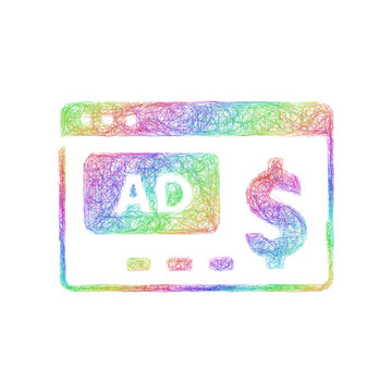 Rainbow sketch paid ads icon design