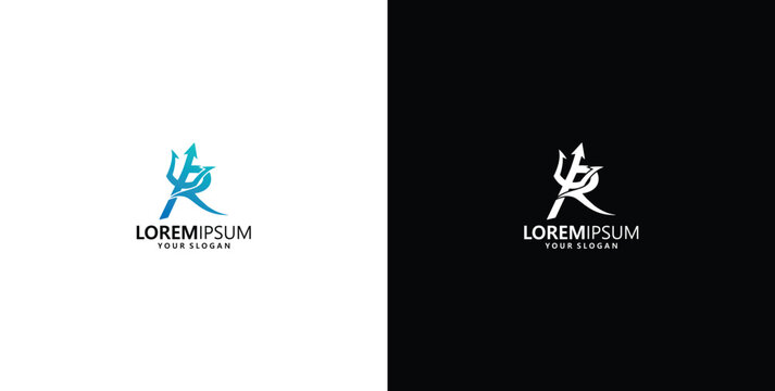 Professional letter R trident logo design template for brand identity business emblem minimal symbol concept