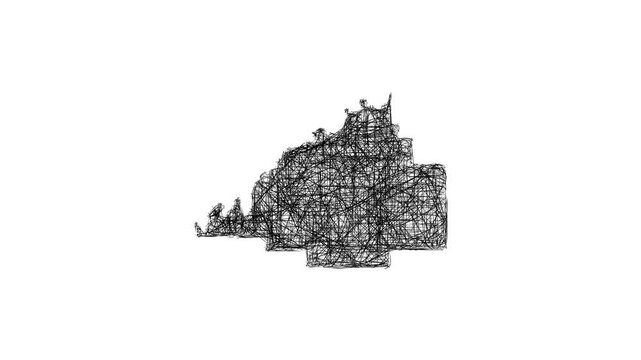 Sketch Gibson outline map animation - smooth progressive reveal