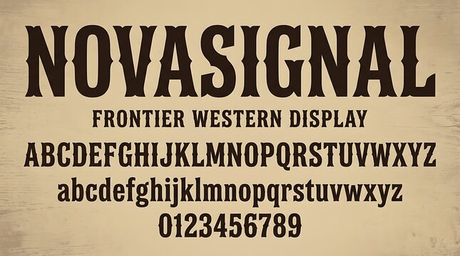 Vintage Western Display Font Design with Alphabet and Numbers on Textured Background