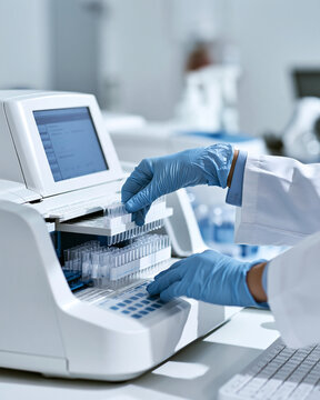 Scientist preparing PCR tubes beside thermal cycler