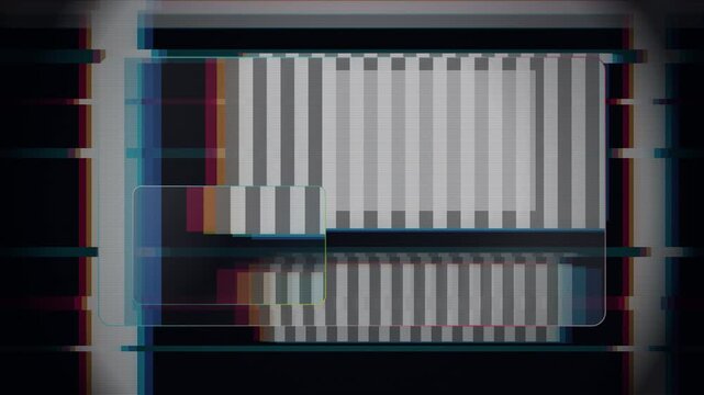 Retro Tv Screen Glitch with Static Test Pattern and Digital Distortion