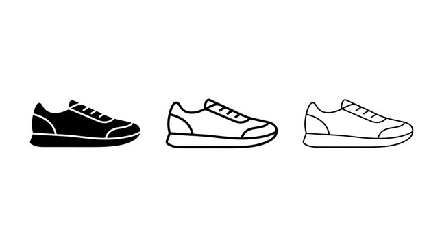 Minimalist sneaker vector icons featuring footwear silhouettes in simple line art and solid styles