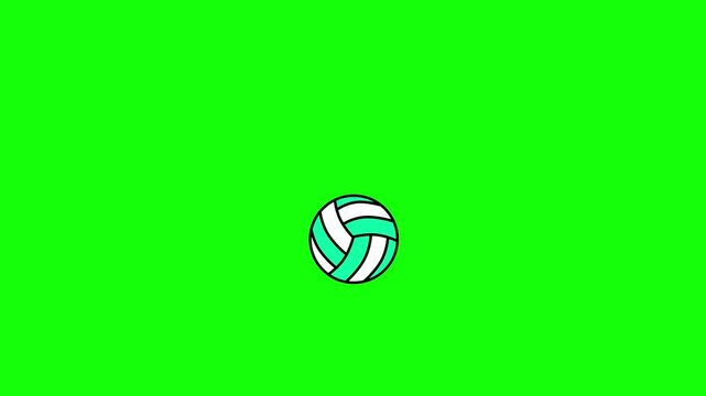A volleyball ball on green background and with it screen the letter v green screen animated chromakey background style depth elements design emotion backgrounds composition frame expression