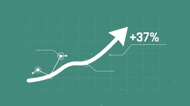 Animated business growth chart with upward arrow and modern financial data visualization