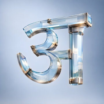 Futuristic Glass and Metal Marathi Devanagari Letter A