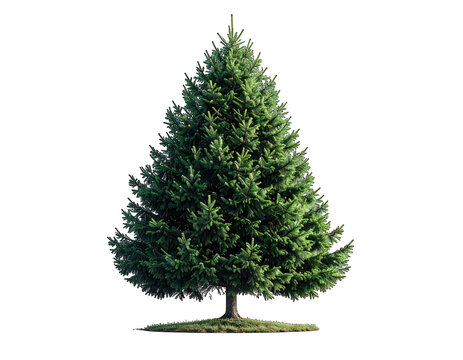 a high quality stock photograph of a single christmas pine tree isolated on a white background