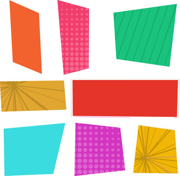 Colorful geometric banner shapes and labels set