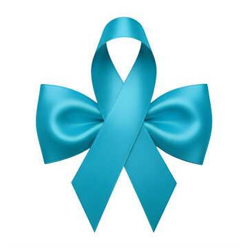 Blue awareness ribbon with bow design
