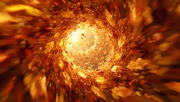 Autumn leaves spiral in wind seasonal movement concept background