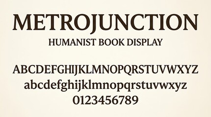 Fototapeta premium Elegant Humanist Book Display Serif Font Specimen with Alphabet and Numbers