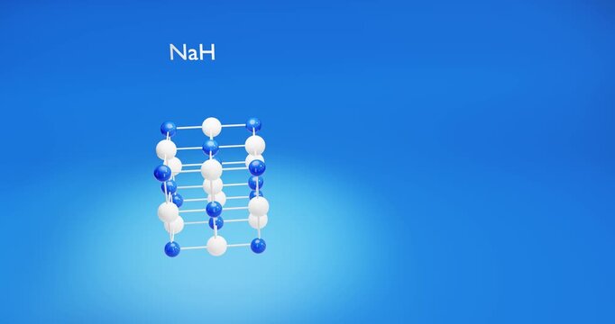 Sodium hydride crystal structure. 3d render video. 