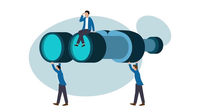 Business Team Holding Binoculars Looking for New Opportunities Concept cartoon animation