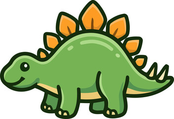 Fototapeta premium Green Stegosaurus Dinosaur Prehistoric Spiky Back Character Icon
