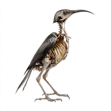 Anatomical Skeletal Structure Of A Bird With Detailed Bones Isolated On A Plain White Background