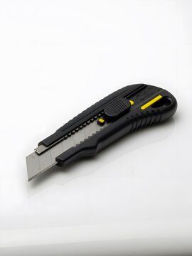 Black retractable utility knife with industrial