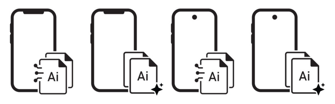 Ai document file and phone icon illustration