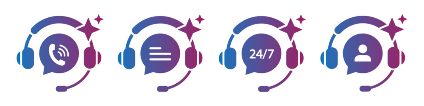 Ai hotline customer service icon illustration