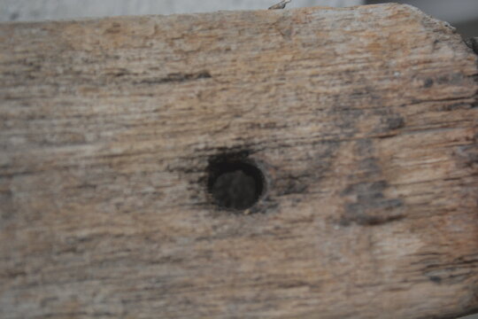 Flatlay photo of textured wooden background with a hole in the middle of it that can be used as wallpaper or design background