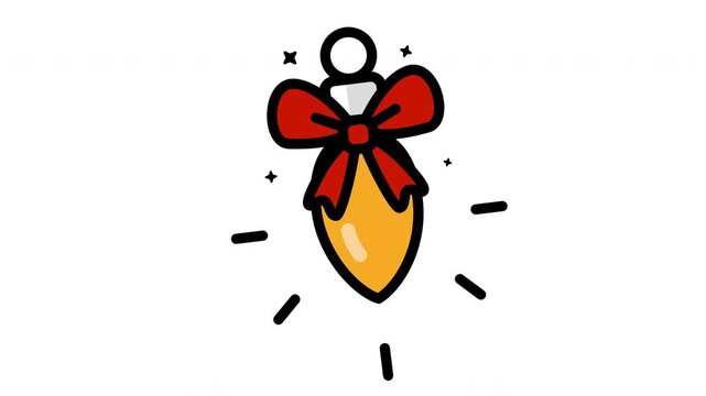 Set of christmas light bulb icons with red bows on white background