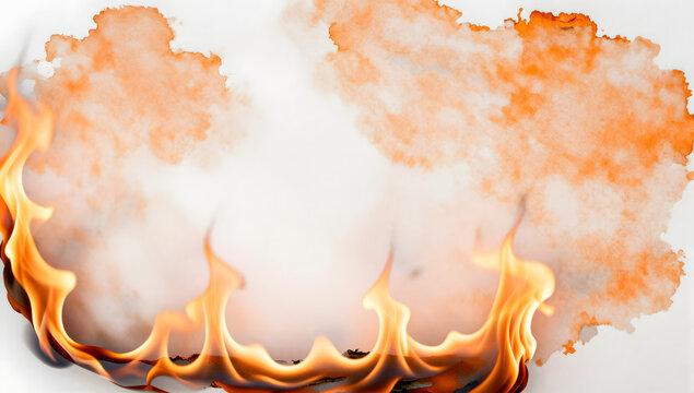 Burning Paper Texture: A close-up shot reveals the intense heat and destructive beauty of fire consuming the edge of a textured paper surface, leaving behind scorched marks and wisps of smoke.