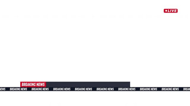 Integrated breaking news lower third banner with live badge and ticker alpha channel