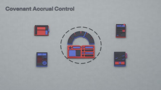 Covenant ratio testing takes priority as accrual entries, waiver papers, breach notices and reconciliation await review. Flat 3D style; an English title card.