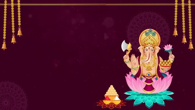 Ganpati Bappa Sitting on Lotus with Modak Ganesh Chaturthi Motion Video