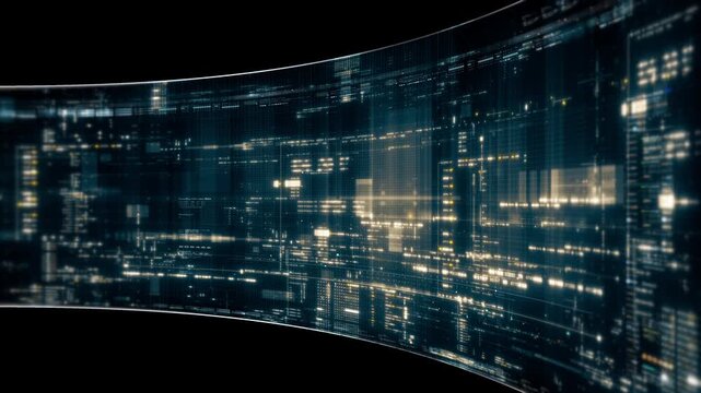 Abstract particle motion with vibrant colors, digital flowing particles, VR, futuristic sci-fi, tech innovation, and immersive cyber space background