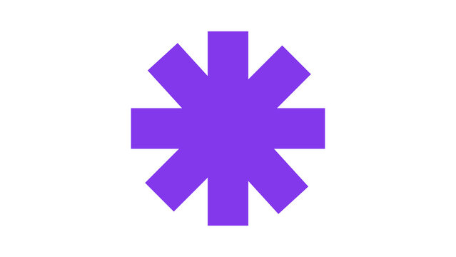 Solid purple eight-pointed star icon graphic with graphic design geometric shape asterisk isolated geometric starburst abstract illustration interface decoration symmetry violet symbol