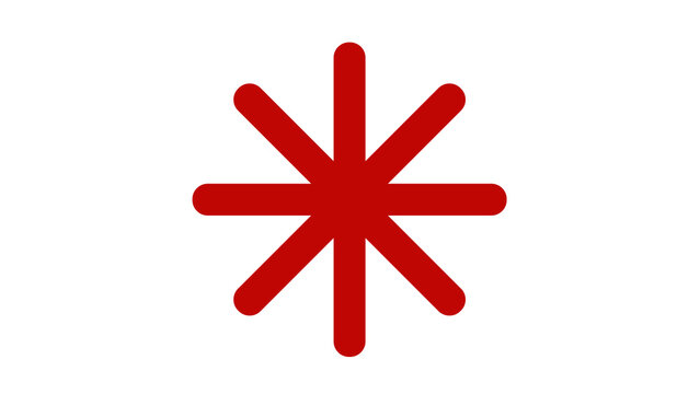 Red eight pointed star shape symbol with geometric shape graphic icon vector graphic minimalist icon star sign red color flat design isolated icon star element star illustration web icon
