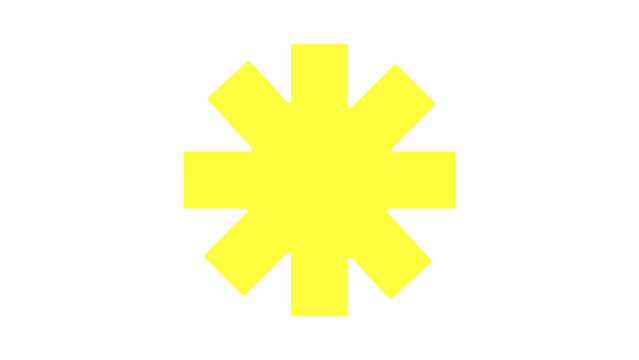 Bold yellow asterisk shape icon on a white background with star shape graphic sign bold design minimalist icon geometric shape vector illustration flat icon simple design element