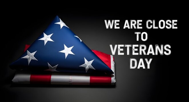 Folded american flag on a dark background veterans day concept, honoring those who served, patriotic symbol of the united states of america