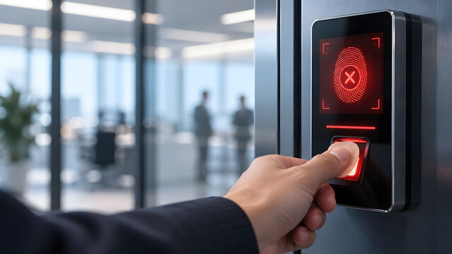 Biometric Access Denied Warning on Smartphone Reader